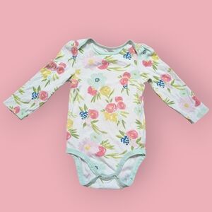 Cloud Island Floral Print Long Sleeve Bodysuit